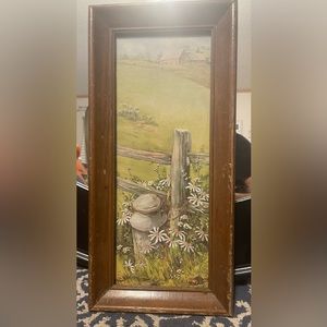 Vintage picture of home with daises. 8w x 17h